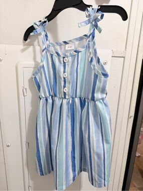 Unk Blue & White Striped Tie-Shoulder Sundress